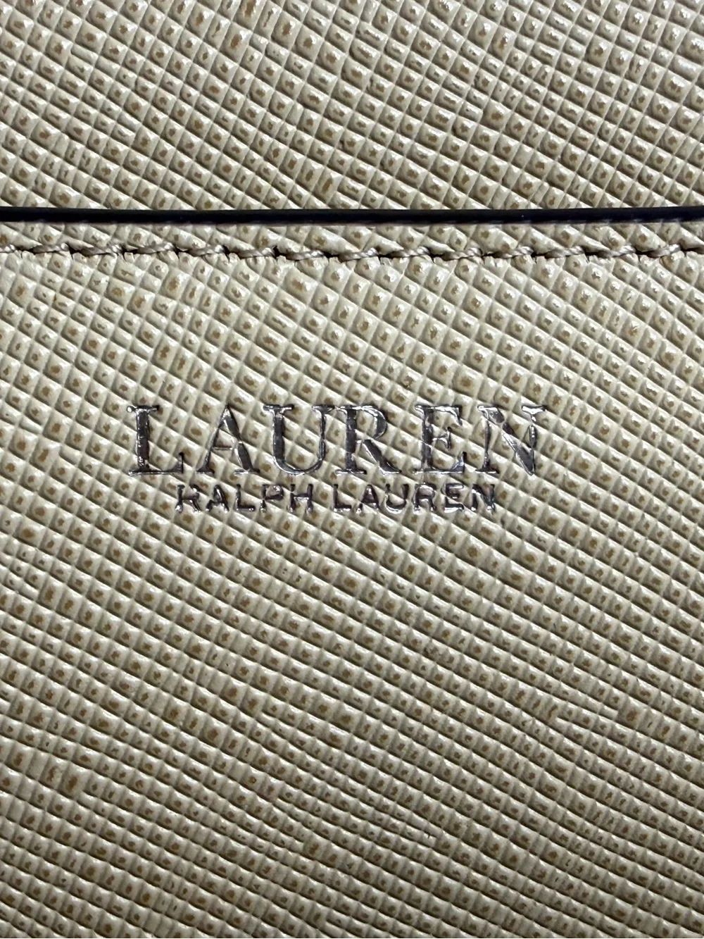 Ralph Lauren Beige Top-Handle Leather Satchel with RL Monogram - Picture 7 of 13